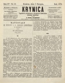 Krynica : tygodnik poświęcony ojczystym zakładom zdrojowo-kąpielowym. 1876, nr 10
