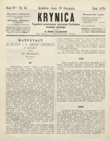 Krynica : tygodnik poświęcony ojczystym zakładom zdrojowo-kąpielowym. 1876, nr 14