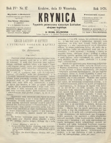 Krynica : tygodnik poświęcony ojczystym zakładom zdrojowo-kąpielowym. 1876, nr 17