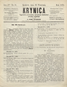 Krynica : tygodnik poświęcony ojczystym zakładom zdrojowo-kąpielowym. 1876, nr 18