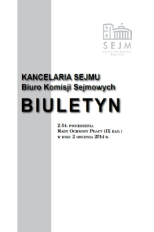 Biuletyn z 54 Posiedzenia Rady Ochrony Pracy [...]. Kadencja 9, 2011/2015