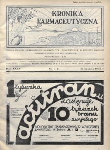 Kronika Farmaceutyczna : organ Związku Zawodowego Farmaceutów-Pracowników w Rzplitej Polskiej. 1933, nr 1-2