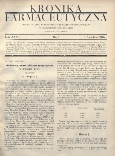 Kronika Farmaceutyczna : organ Związku Zawodowego Farmaceutów-Pracowników w Rzeczypospolitej Polskiej. 1933, nr 7