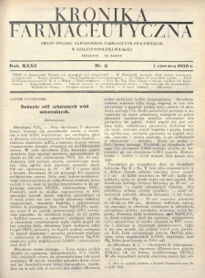 Kronika Farmaceutyczna : organ Związku Zawodowego Farmaceutów-Pracowników w Rzeczypospolitej Polskiej. 1933, nr 11