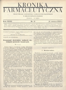 Kronika Farmaceutyczna : organ Związku Zawodowego Farmaceutów-Pracowników w Rzeczypospolitej Polskiej. 1933, nr 12