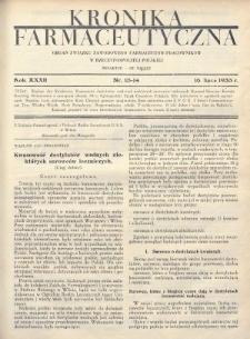 Kronika Farmaceutyczna : organ Związku Zawodowego Farmaceutów-Pracowników w Rzeczypospolitej Polskiej. 1933, nr 13-14