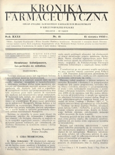 Kronika Farmaceutyczna : organ Związku Zawodowego Farmaceutów-Pracowników w Rzeczypospolitej Polskiej. 1933, nr 16