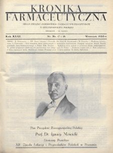 Kronika Farmaceutyczna : organ Związku Zawodowego Farmaceutów-Pracowników w Rzeczypospolitej Polskiej. 1933, nr 17-18
