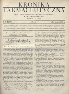 Kronika Farmaceutyczna : organ Związku Zawodowego Farmaceutów-Pracowników w Rzeczypospolitej Polskiej. 1933, nr 21