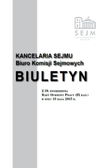 Biuletyn z 59 Posiedzenia Rady Ochrony Pracy [...]. Kadencja 9, 2011/2015