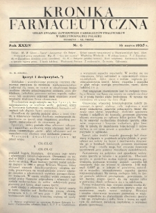 Kronika Farmaceutyczna : organ Związku Zawodowego Farmaceutów-Pracowników w Rzeczypospolitej Polskiej. 1935, nr 6