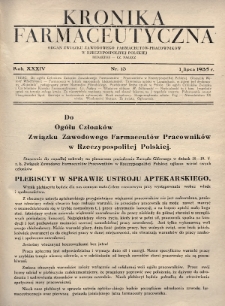 Kronika Farmaceutyczna : organ Związku Zawodowego Farmaceutów-Pracowników w Rzeczypospolitej Polskiej. 1935, nr 13