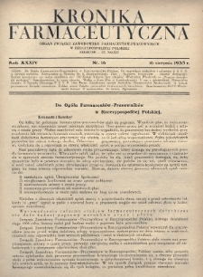 Kronika Farmaceutyczna : organ Związku Zawodowego Farmaceutów-Pracowników w Rzeczypospolitej Polskiej. 1935, nr 16