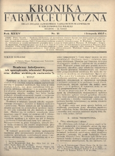 Kronika Farmaceutyczna : organ Związku Zawodowego Farmaceutów-Pracowników w Rzeczypospolitej Polskiej. 1935, nr 21