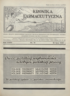 Kronika Farmaceutyczna : organ Związku Zawodowego Farmaceutów-Pracowników w Rzeczypospolitej Polskiej. 1936, nr 14