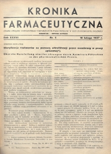 Kronika Farmaceutyczna : organ Związku Zawodowego Farmaceutów-Pracowników w Rzeczypospolitej Polskiej. 1937, nr 4