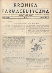Kronika Farmaceutyczna : organ Związku Zawodowego Farmaceutów-Pracowników w Rzeczypospolitej Polskiej. 1937, nr 9