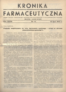 Kronika Farmaceutyczna : organ Związku Zawodowego Farmaceutów-Pracowników w Rzeczypospolitej Polskiej. 1937, nr 14