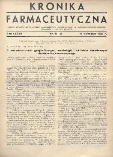 Kronika Farmaceutyczna : organ Związku Zawodowego Farmaceutów-Pracowników w Rzeczypospolitej Polskiej. 1937, nr 17-18