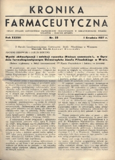Kronika Farmaceutyczna : organ Związku Zawodowego Farmaceutów-Pracowników w Rzeczypospolitej Polskiej. 1937, nr 23
