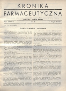 Kronika Farmaceutyczna : organ Związku Zawodowego Farmaceutów-Pracowników w Rzeczypospolitej Polskiej. 1938, nr 9