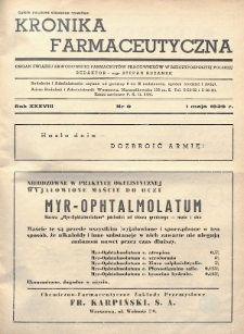 Kronika Farmaceutyczna : organ Związku Zawodowego Farmaceutów-Pracowników w Rzeczypospolitej Polskiej. 1939, nr 9