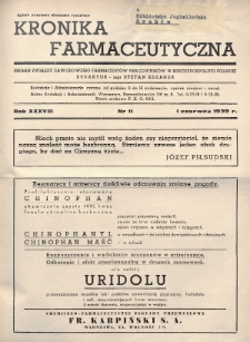 Kronika Farmaceutyczna : organ Związku Zawodowego Farmaceutów-Pracowników w Rzeczypospolitej Polskiej. 1939, nr 11