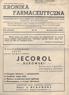 Kronika Farmaceutyczna : organ Związku Zawodowego Farmaceutów-Pracowników w Rzeczypospolitej Polskiej. 1939, nr 12