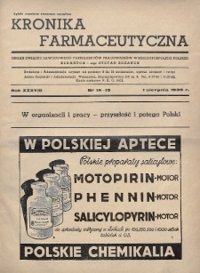 Kronika Farmaceutyczna : organ Związku Zawodowego Farmaceutów-Pracowników w Rzeczypospolitej Polskiej. 1939, nr 14-15