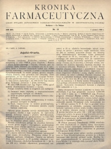 Kronika Farmaceutyczna : organ Związku Zawodowego Farmaceutów-Pracowników w Rzeczypospolitej Polskiej. 1931, nr 10