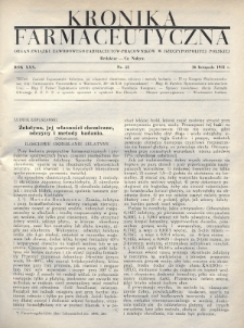Kronika Farmaceutyczna : organ Związku Zawodowego Farmaceutów-Pracowników w Rzeczypospolitej Polskiej. 1931, nr 21