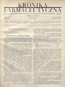 Kronika Farmaceutyczna : organ Związku Zawodowego Farmaceutów-Pracowników w Rzeczypospolitej Polskiej. 1931, nr 23-24