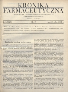 Kronika Farmaceutyczna : organ Związku Zawodowego Farmaceutów-Pracowników w Rzeczypospolitej Polskiej. 1932, nr 19