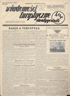 Wiadomości Turystyczne : dwutygodnik : turystyka, podróże, komunikacja, uzdrowiska, przemysł turystyczny, emigracja. R. 3, 1933, nr 8