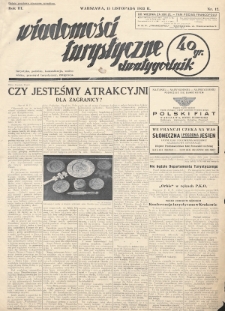 Wiadomości Turystyczne : dwutygodnik : turystyka, podróże, komunikacja, uzdrowiska, przemysł turystyczny, emigracja. R. 3, 1933, nr 12