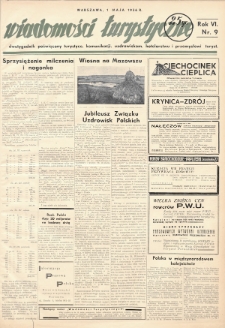 Wiadomości Turystyczne : dwutygodnik poświęcony turystyce, komunikacji, uzdrowiskom, hotelarstwu i przemysłowi turyst. R. 6, 1936, nr 9