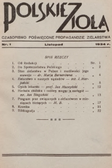 Polskie Zioła : czasopismo poświęcone propagandzie zielarstwa. 1934, nr 1