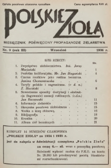 Polskie Zioła : miesięcznik poświęcony propagandzie zielarstwa. 1936, nr 9
