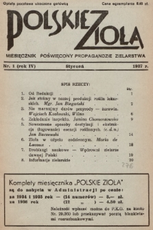 Polskie Zioła : miesięcznik poświęcony propagandzie zielarstwa. 1937, nr 1