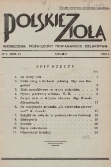 Polskie Zioła : czasopismo poświęcone propagandzie zielarstwa. 1938, nr 1