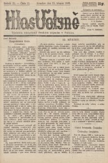 Hlas Volyně : týdeník, věnovaný českým zájmům v Polsku. 1936, č. 12