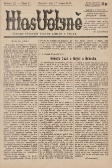 Hlas Volyně : týdeník, věnovaný českým zájmům v Polsku. 1936, č. 31