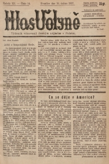 Hlas Volyně : týdeník, věnovaný českým zájmům v Polsku. 1937, č. 14