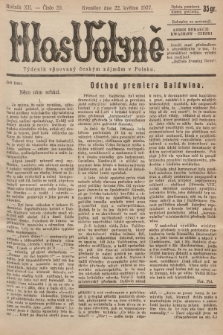Hlas Volyně : týdeník, věnovaný českým zájmům v Polsku. 1937, č. 20