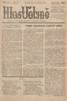 Hlas Volyně : týdeník, věnovaný českým zájmům v Polsku. 1937, č. 21