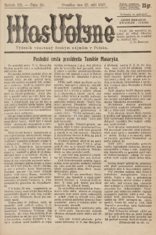 Hlas Volyně : týdeník, věnovaný českým zájmům v Polsku. 1937, č. 38