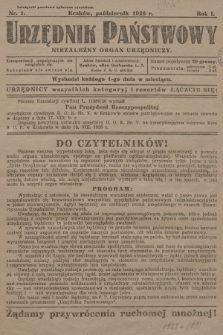 Urzędnik Państwowy : niezależny organ urzędniczy. 1926, nr 1