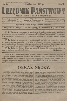 Urzędnik Państwowy : niezależny organ urzędniczy. 1927, nr 2