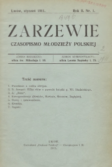 Zarzewie : czasopismo młodzieży polskiej. R. 2, 1911, nr 1