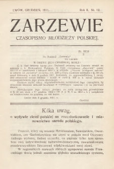 Zarzewie : czasopismo młodzieży polskiej. R. 2, 1911, nr 12